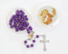 19" Purple Girl's First Communion Scented Wood Rosary Favors - Pack of 12