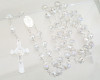 25" Silver AB Iridescent Glass Beads Rosary Favors - Pack of 12