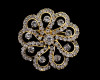 2.5"  Gold Round Rhinestone Brooch Pin  - Pack of 12