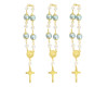 7" Blue Large Pearl Rosary Bracelet with Gold Cross Pendant - Pack of 12