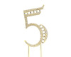Gold Rhinestone Studded Cake Topper Number 5 - Pack of 3