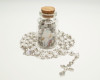 2.25" White Cork Glass Bottle Rosary Favors - Pack of 12 Baptism Favors