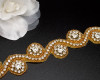 1.5"  x 5 Yards Gold Bridal Iron-On Rhinestone Wave Trim