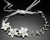 12" White Flower Faux Pearl Bridal Hair Band with Rhinestones  - 1 Piece