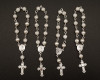 3.5" White Silver Miniature Rose Bead Rosaries - Pack of 100 Mini Rosary Favors