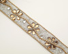 20mm x 5 Yard Gold Iron-On Flower Beaded Rhinestone Seam Trim