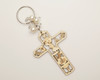 White Pearl Wooden Cross Boy's First Communion JHS Keychain - Pack of 12