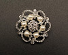 1 1/4" Silver Pearl Rhinestone Fashion Brooch Pin - Pack of 12 (BHB034)