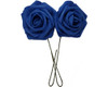 2 3/4" Royal Blue Rose Foam Flowers with Flexible Wire Stem - Pack of 25