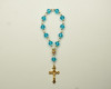 6.5" Turquoise and Gold Crystal Rosary Bracelet - Pack of 12 Pieces
