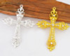 4.5" Gold Metal Cross Pendant with Rhinestones - Pack of 6 Pieces