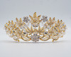 2 1/2" Gold Tiara with Clear Rhinestones, Gem Stones, and Crystal Beads 