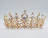 2.5" Gold Tiara with Clear Rhinestones, Gem Stones, and Crystal Beads 