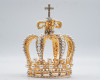 Gold Full King Pearl Crown with Rhinestone Crucifix (TV052)