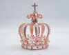 Rose Gold Full King Pearl Crown with Rhinestone Crucifix (TV052)