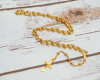 17.5" Gold Rosary in 2" Glass Bottle with Metallic Lid - Pack of 12