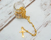 17.5" Gold Rosary in 2" Glass Bottle with Metallic Lid - Pack of 12