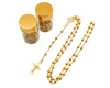 17.5" Gold Rosary in 2" Glass Bottle with Metallic Lid - Pack of 12