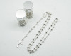 17.5" Silver Rosary in 2" Glass Bottle with Metallic Lid - Pack of 12