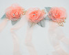 3" Blush Organza Flower Wrist Corsage with Rhinestone and White Pearls - Pack of 12