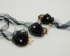 3" Black Organza Flower Wrist Corsage with Rhinestone and White Pearls - Pack of 12