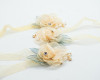 3" Champagne Organza Flower Wrist Corsage with Rhinestone and White Pearls - Pack of 12