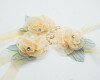 3" Champagne Organza Flower Wrist Corsage with Rhinestone and White Pearls - Pack of 12