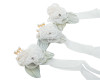 3" White Organza Flower Wrist Corsage with Rhinestone and White Pearls - Pack of 12