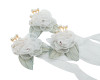 3" White Organza Flower Wrist Corsage with Rhinestone and White Pearls - Pack of 12