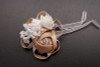 2 3/4" Tan Satin Rose Flower Pin Boutonniere  - Pack of 12 Pin Corsages