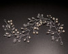 11"x 2" Silver Headband with Clear Rhinestones and White Pearls