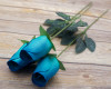 17" 2 Tone Blue Wooden Roses - Pack of 6