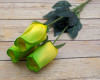 17" 2 Tone Green Wooden Roses - Pack of 6
