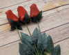 17" Burgundy Wooden Roses - Pack of 6