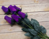 17" Purple Wooden Roses - Pack of 6