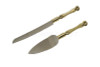  Silver Cake Knife and Server Sets with Gold Handle 