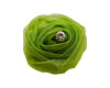 2" Green Rolled Organza  Flowers with Clear Rhinestone - Pack of 120