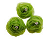 2" Green Rolled Organza  Flowers with Clear Rhinestone - Pack of 120
