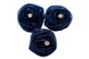 2" Navy Blue Rolled Organza  Flowers with Clear Rhinestone - Pack of 120