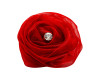 2" Red Rolled Organza  Flowers with Clear Rhinestone - Pack of 120