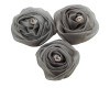 2" Silver Rolled Organza  Flowers with Clear Rhinestone - Pack of 120