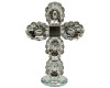 9" x 6 1/4" Silver Crystal Cut Standing Cross Ornament Decoration