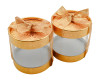 3 1/2"x 3 1/2 Gold and Clear Paper Drum Box Favor with Ribbon - Pack of 6