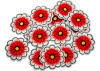 1 1/2" Red Daisy Flower Embroidery Iron On Heat Transfer Patch - Pack of 72