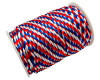 2mm wide x 50 Yards White Blue Red Tri Colored Rattail Cord Trims