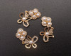 1 3/4"x 3/4" Old Gold Dangling Flower Rhinestone Flat Back Metal Charm - Pack of 12