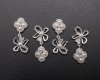 1 3/4"x 3/4" Silver Flower Rhinestone Flat Back Metal Charm - Pack of 12
