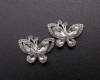 1"x 3/4" Silver Butterfly Rhinestone Flat Back Metal Charm - Pack of 12