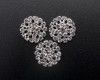 1" Silver Round Rhinestone Flat Back Metal Charm - Pack of 12