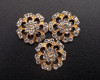 1" Old Gold Round Rhinestone Flat Back Metal Charm - Pack of 12